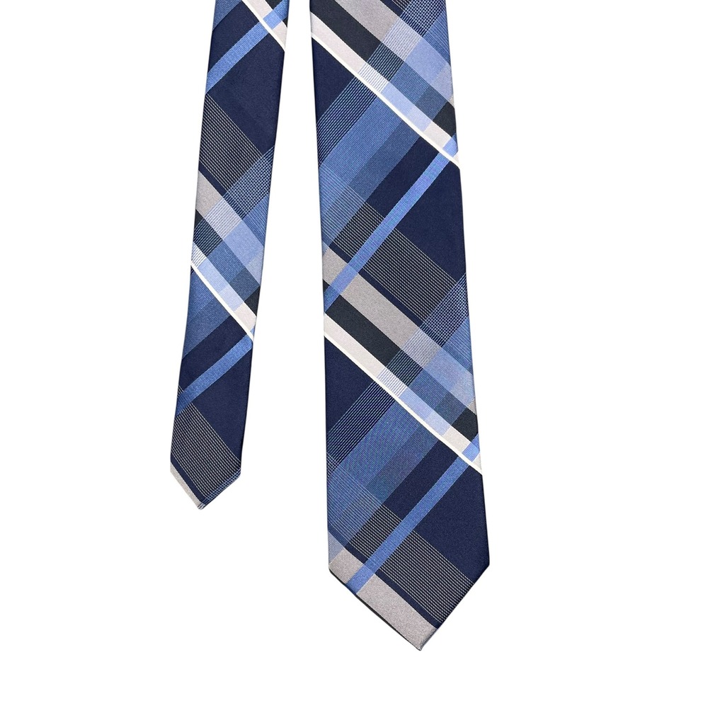 Stafford Blue Plaid Necktie Mens OS Tailored Plaid Pattern Polyester Tie